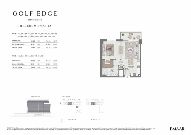 Golf Edge 1 Bedroom Type 1A Floor Plan