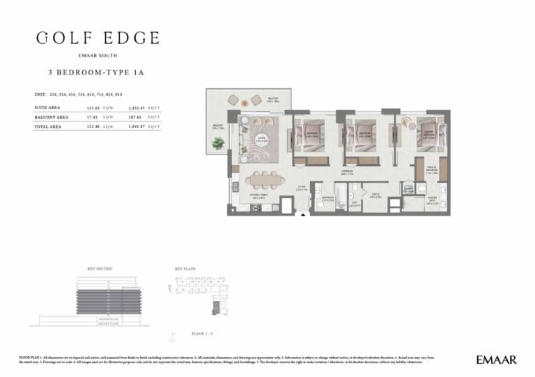 Golf Edge 3 Bedroom Type 1A Floor Plan