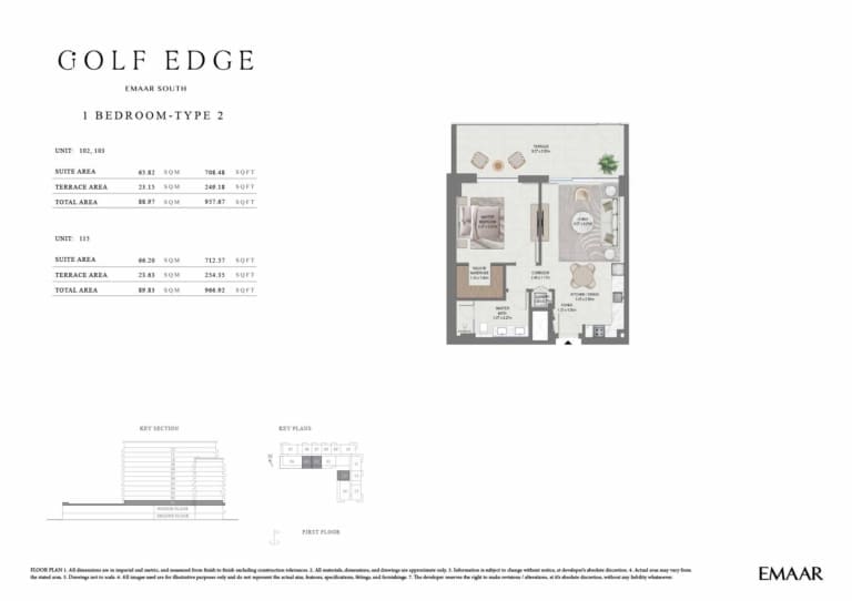 Golf Edge 1 Bedroom Type 2 Floor Plan