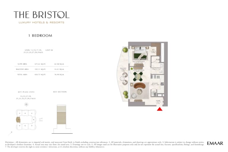The Bristol 1 Bedroom Apartment Floor Plan