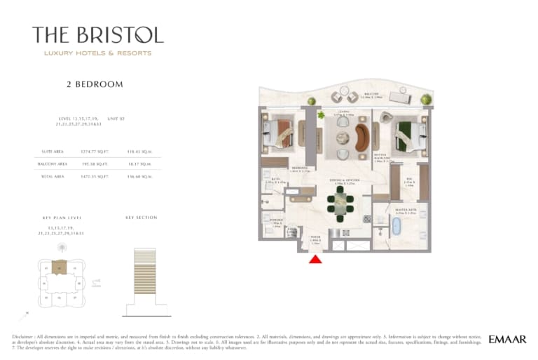 The Bristol 2 Bedroom Apartment Floor Plan