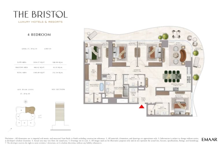 The Bristol 4 Bedroom Apartment Floor Plan