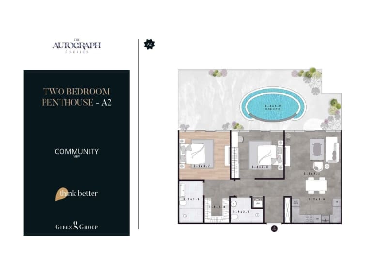 The Autograph I Series 2 Bedroom Penthouse A2 Floor Plan