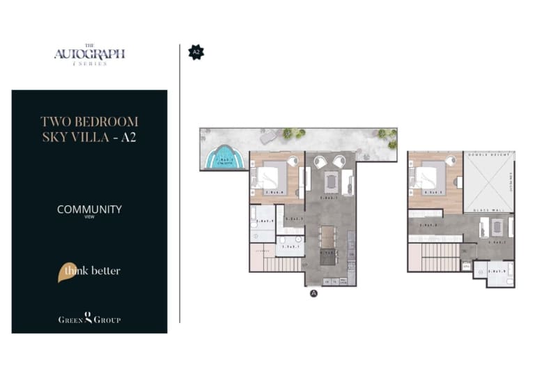 The Autograph I Series 2 Bedroom Sky Villa A2 Floor Plan
