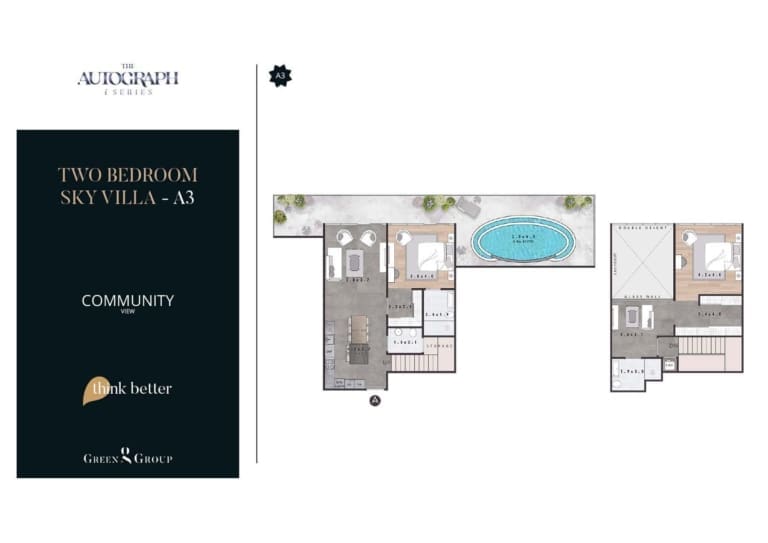 The Autograph I Series 2 Bedroom Sky Villa A3 Floor Plan