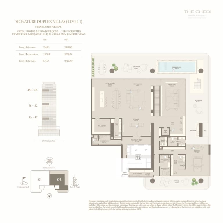 The Chedi Private Residences 5 Bedroom Duplex East Level 1 Floor Plan