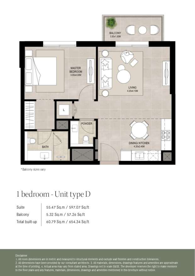 Ellison by Nshama 1 Bedroom Unit Type D Floor Plan