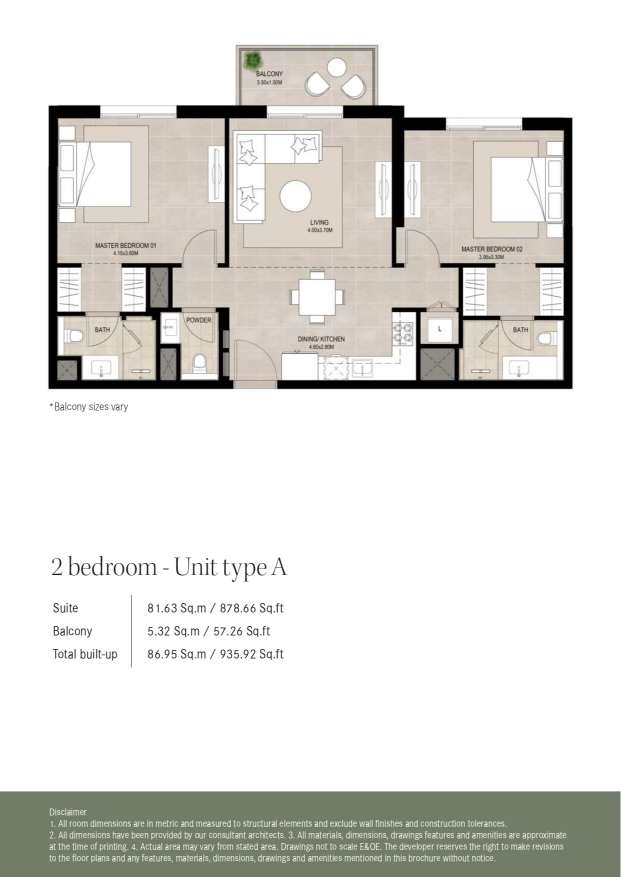 Ellison by Nshama 2 Bedroom Unit Type A Floor Plan