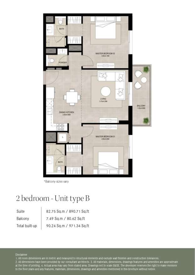 Ellison by Nshama 2 Bedroom Unit Type B Floor Plan