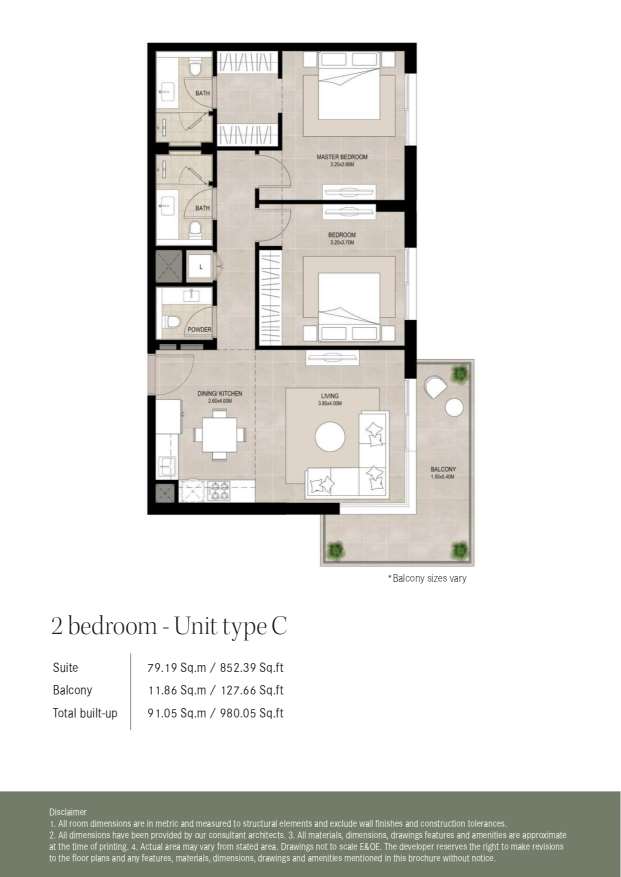 Ellison by Nshama 2 Bedroom Unit Type C Floor Plan