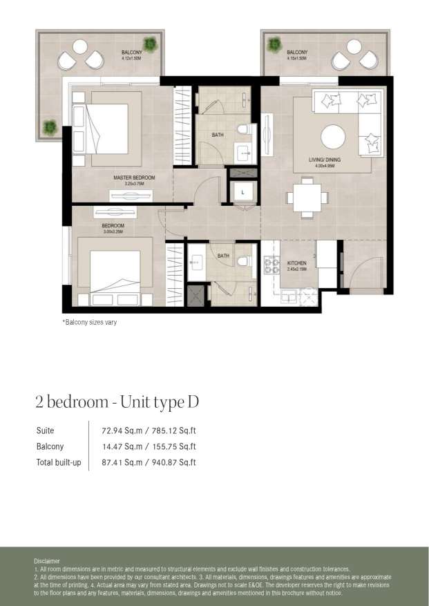 Ellison by Nshama 2 Bedroom Unit Type D Floor Plan