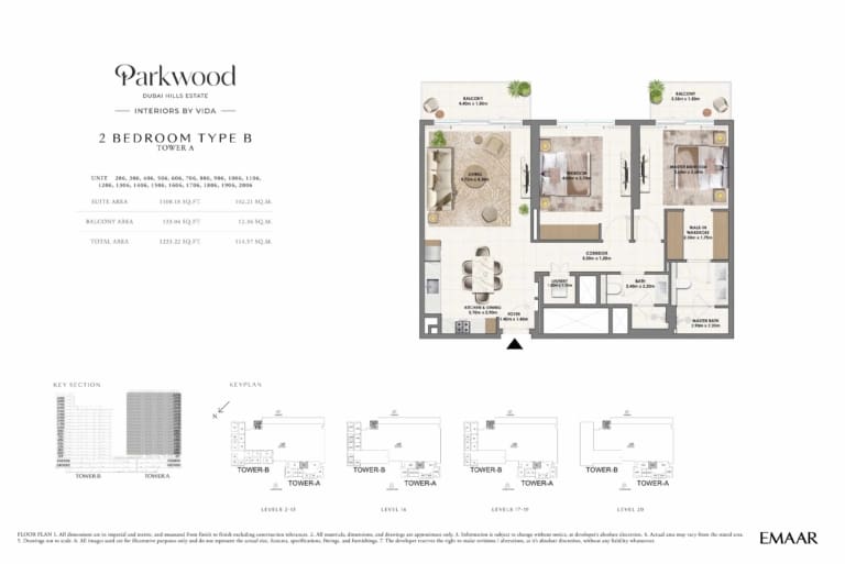 Parkwood by Emaar 2 Bedroom Type B Floor Plan