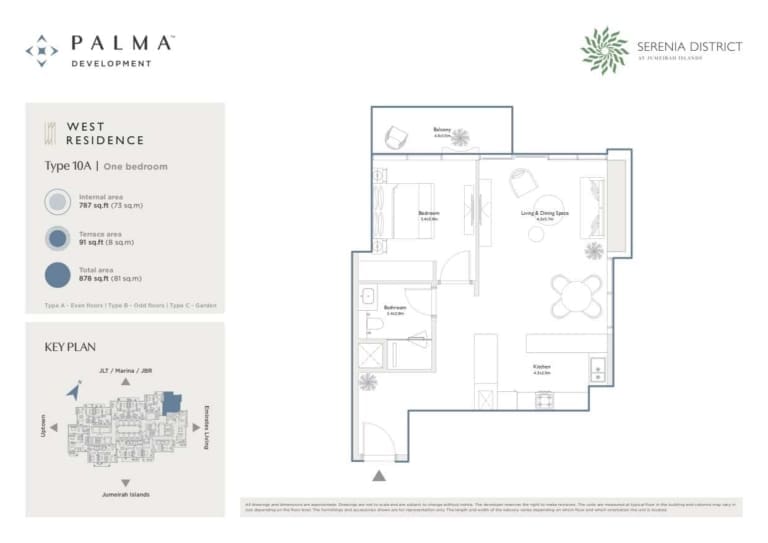 Serenia District West 1 Bedroom Type 10A Floor Plan