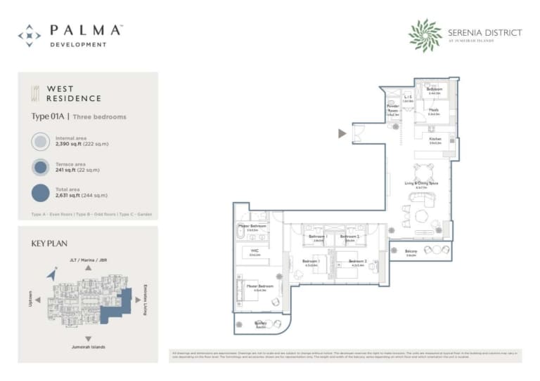 Serenia District West 3 Bedroom Type 01A Floor Plan