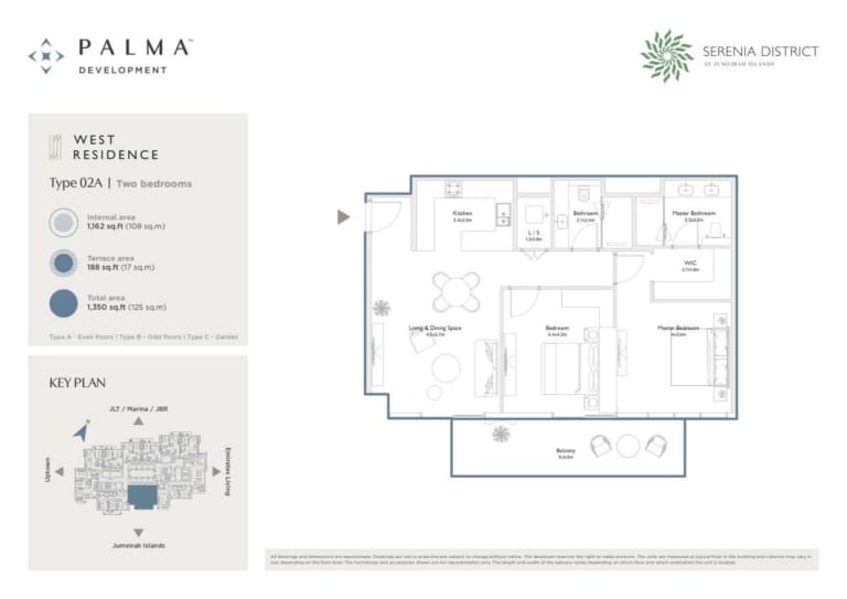 Serenia District West 2 Bedroom Type 02A Floor Plan