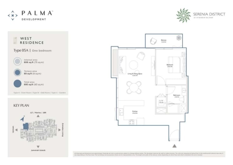 Serenia District West 1 Bedroom Type 05A Floor Plan