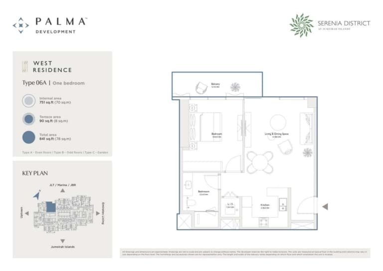 Serenia District West 1 Bedroom Type 06A Floor Plan