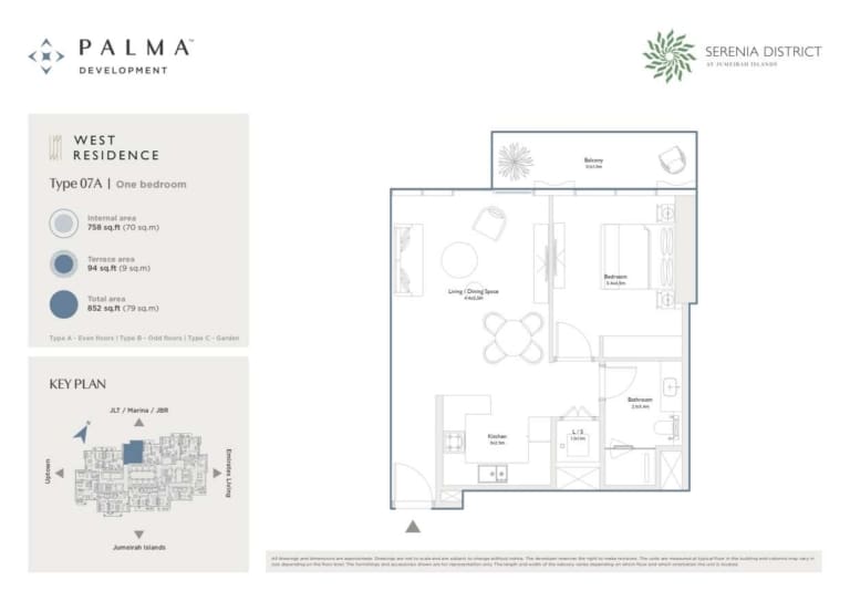 Serenia District West 1 Bedroom Type 07A Floor Plan