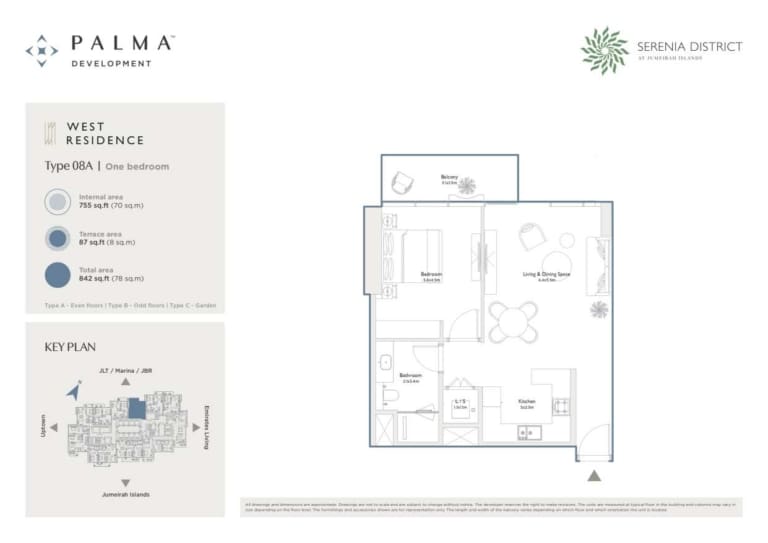 Serenia District West 1 Bedroom Type 08A Floor Plan