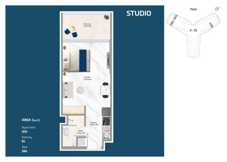 Timez by Danube Studio Apartment Floor Plan