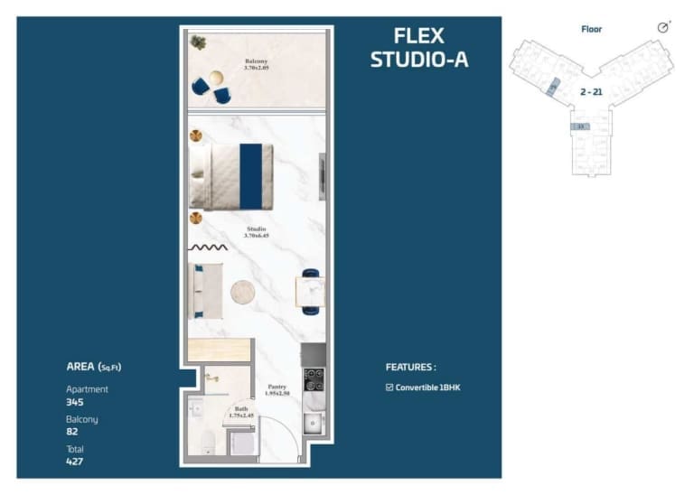 Timez by Danube Flex Studio Apartment Type A Floor Plan