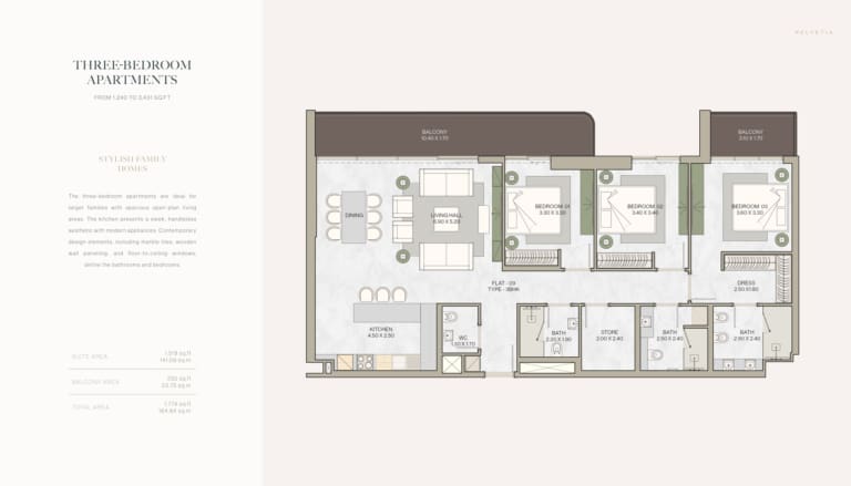 Helvetia Residences 3 Bedroom Apartment Floor Plan