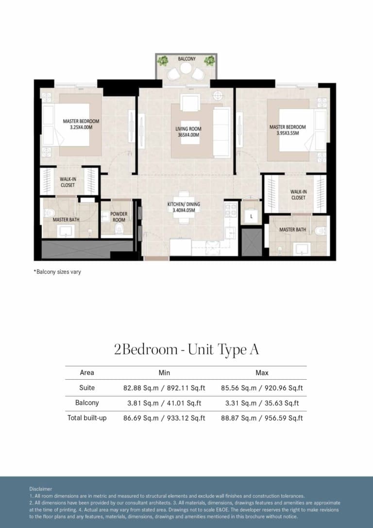 Odessa by Nshama 2 Bedroom Unit Type A Floor Plan