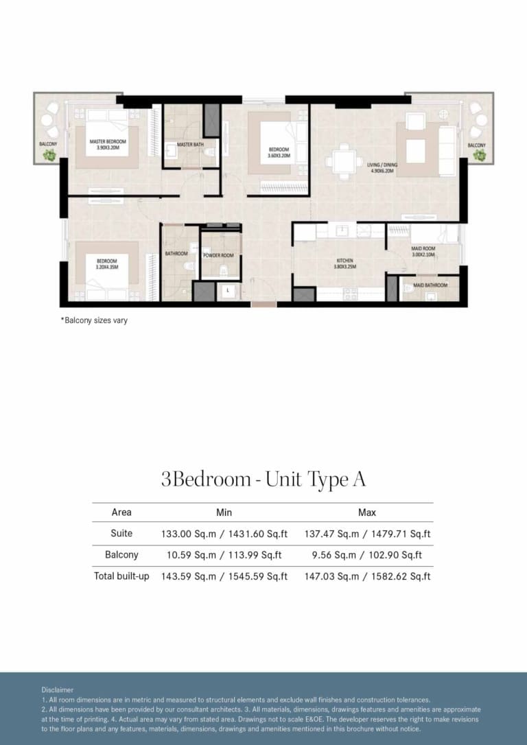 Odessa by Nshama 3 Bedroom Unit Type A Floor Plan