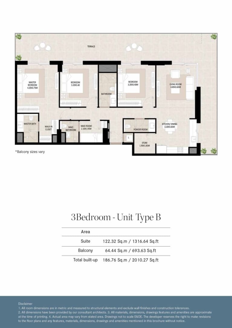 Odessa by Nshama 3 Bedroom Unit Type B Floor Plan