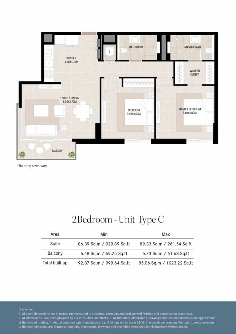 Odessa by Nshama 2 Bedroom Unit Type C Floor Plan