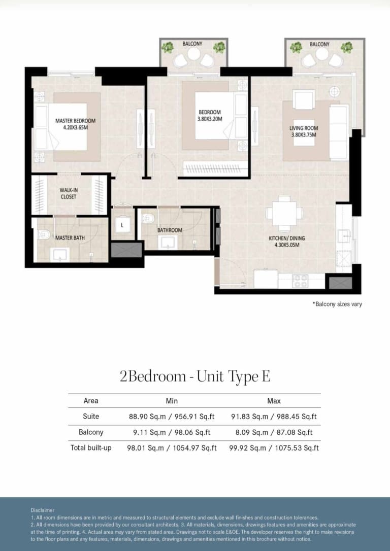 Odessa by Nshama 2 Bedroom Unit Type E Floor Plan