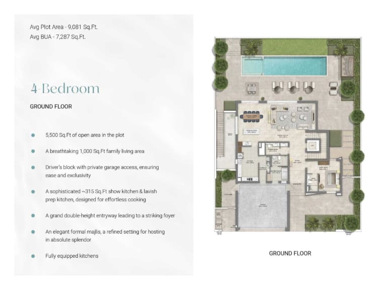 Ostra Palace Villas 4 Bedroom Ground Floor Plan