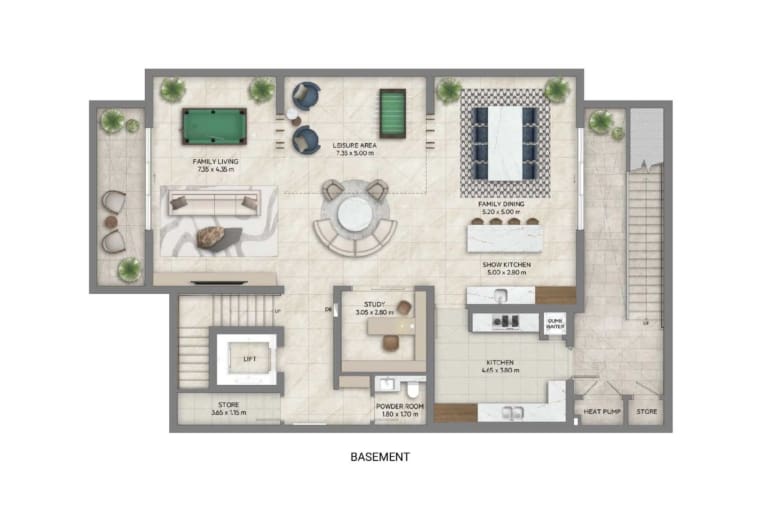 Address Villas 5 Bedrooms Plus Pool Plus Maid Plus Study Basement Floor Plan