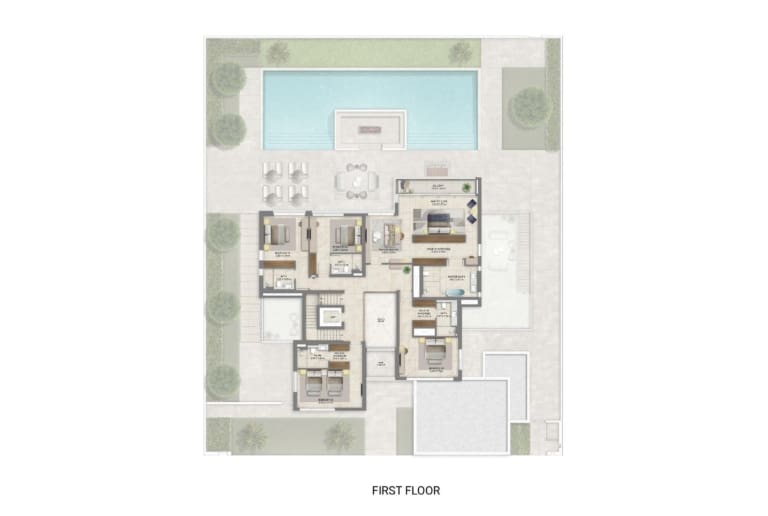 Address Villas 6 Bedrooms Plus Pool Plus Maid Plus Study First Floor Plan