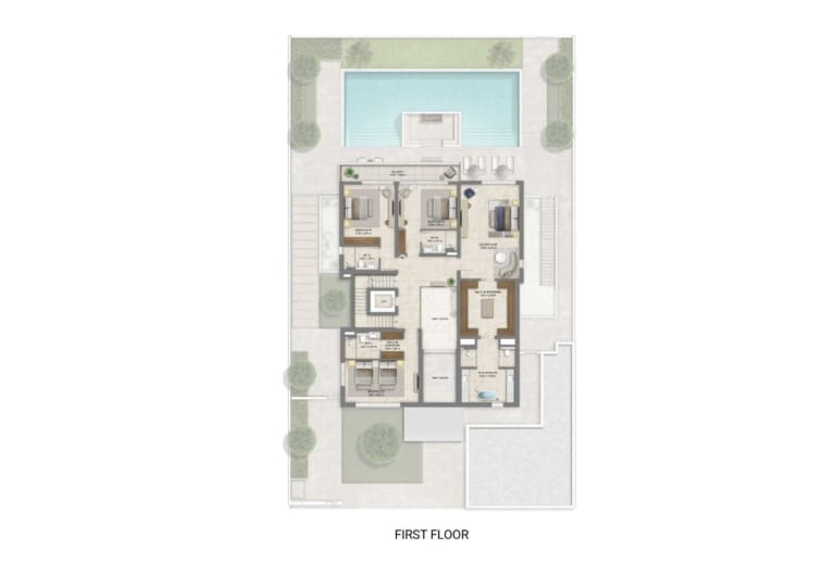 Address Villas 5 Bedrooms Plus Pool Plus Maid Plus Study First Floor Plan