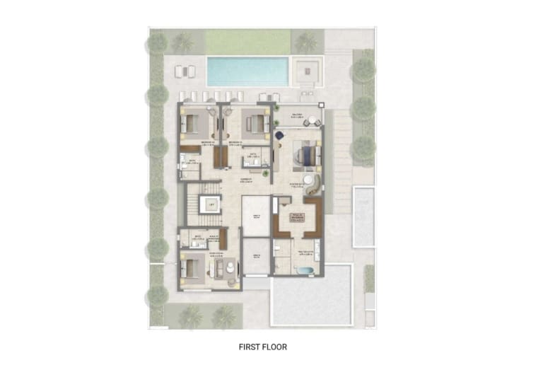 Address Villas 5 Bedrooms Plus Pool Plus Maid First Floor Plan