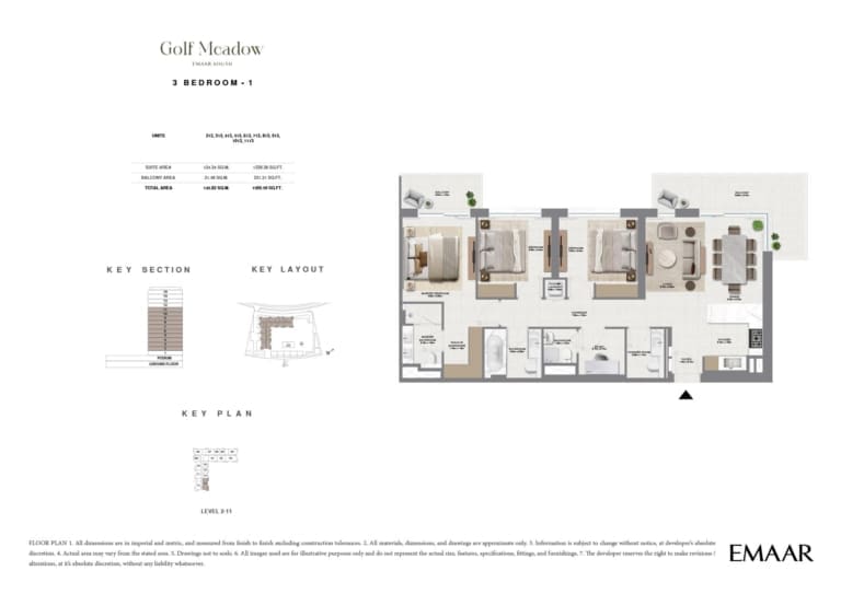 Golf Meadow 3 Bedroom Type 1 Floor Plan
