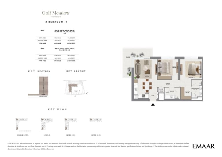 Golf Meadow 2 Bedroom Type 4 Floor Plan