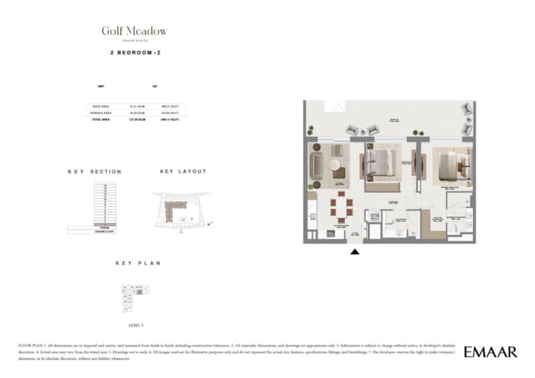 Golf Meadow 2 Bedroom Type 2 Floor Plan