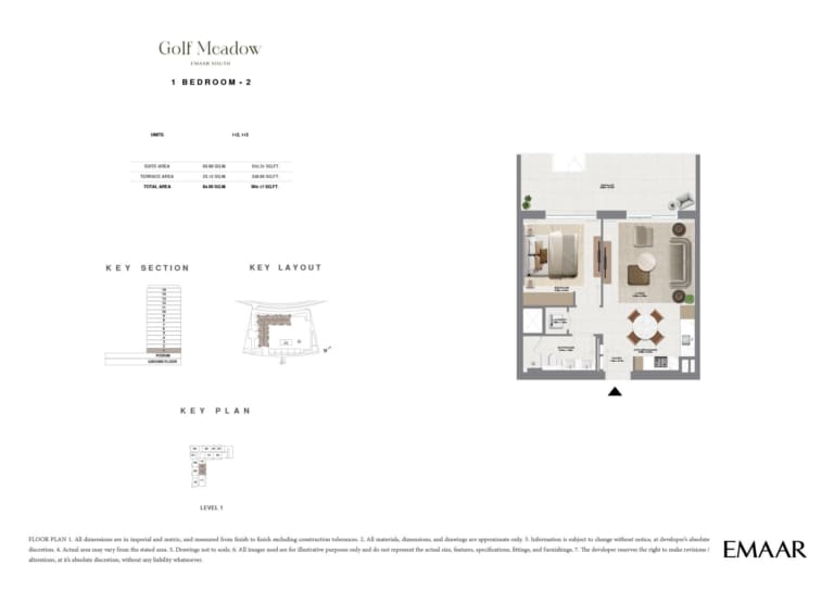 Golf Meadow 1 Bedroom Type 2 Floor Plan