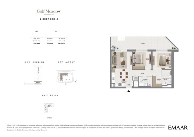 Golf Meadow 2 Bedroom Type 3 Floor Plan