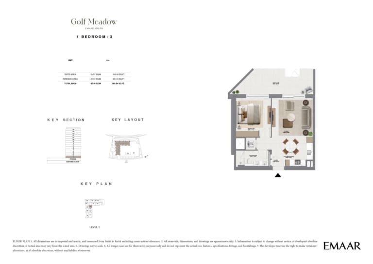 Golf Meadow 1 Bedroom Type 3 Floor Plan