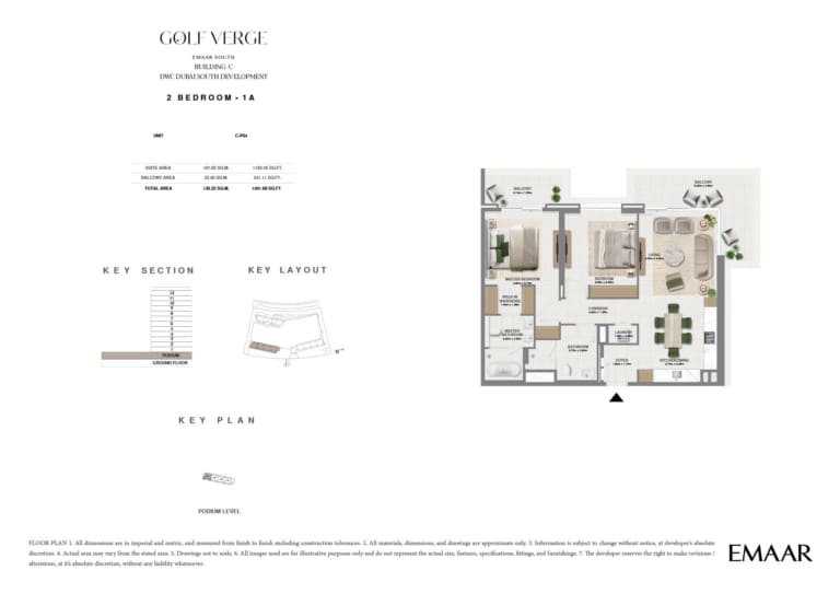 Golf Verge 2 Bedroom Type 1A Floor Plan