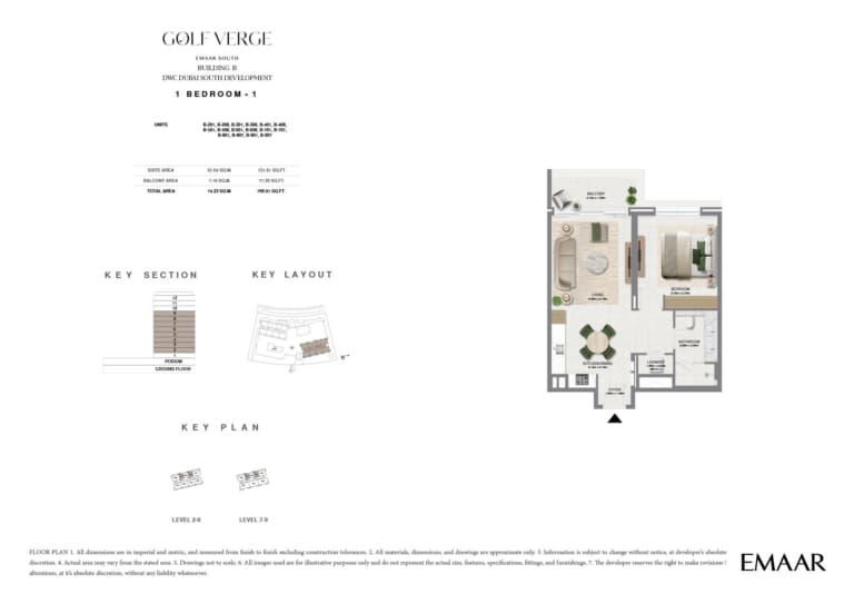 Golf Verge 1 Bedroom Type 1 Floor Plan