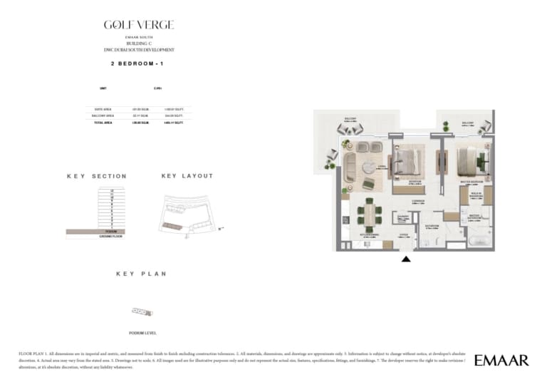 Golf Verge 2 Bedroom Type 1 Floor Plan
