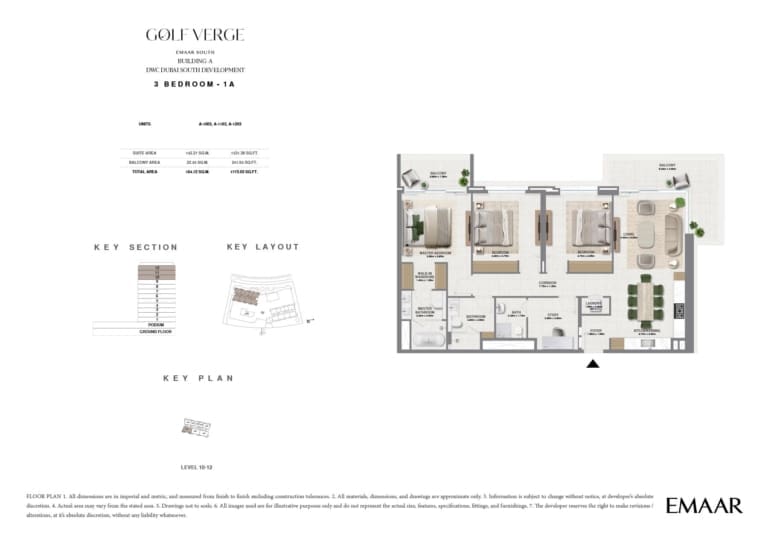 Golf Verge 3 Bedroom Type 1A Floor Plan