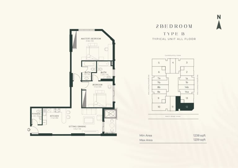 4 Direction Residence 2 Bedroom Apartment Type B Floor Plan