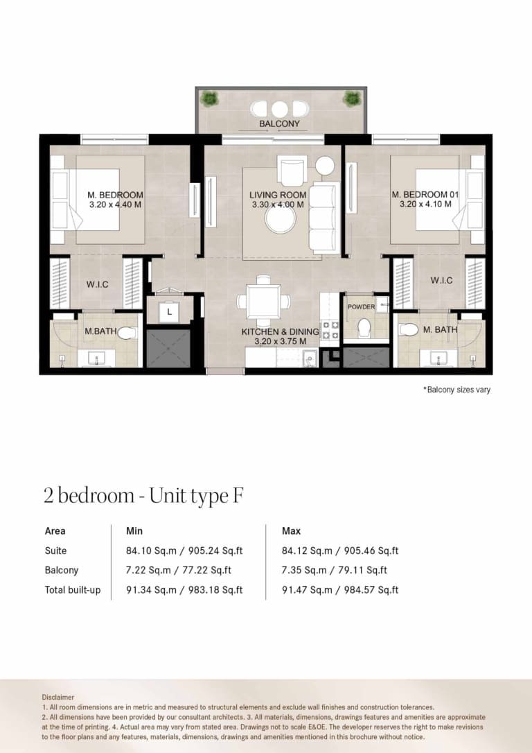 Augusta by Nshama 2 Bedroom Unit Type F Floor Plan