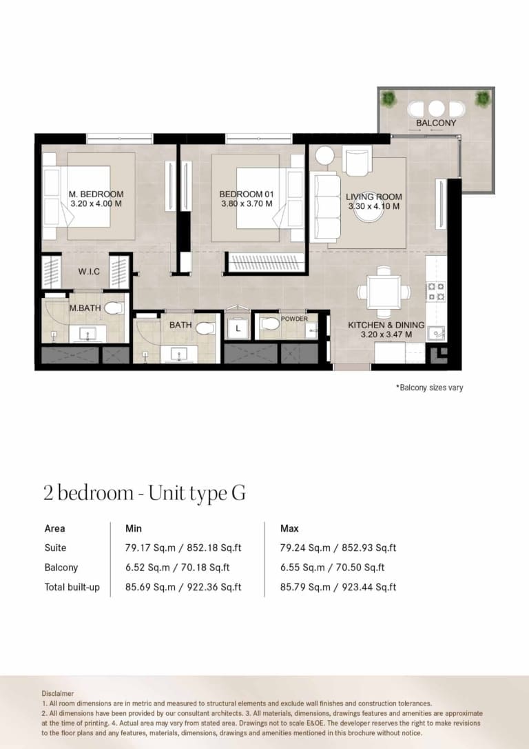 Augusta by Nshama 2 Bedroom Unit Type G Floor Plan