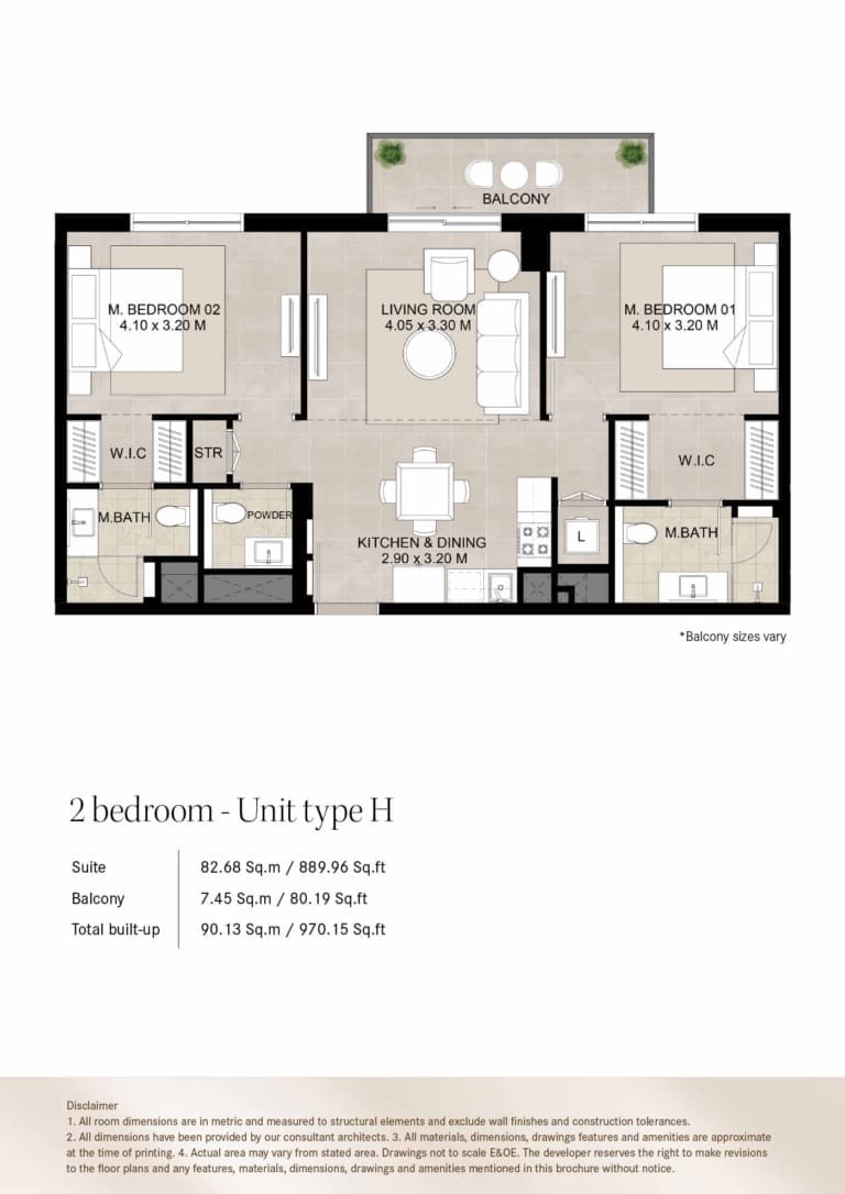 Augusta by Nshama 2 Bedroom Unit Type H Floor Plan